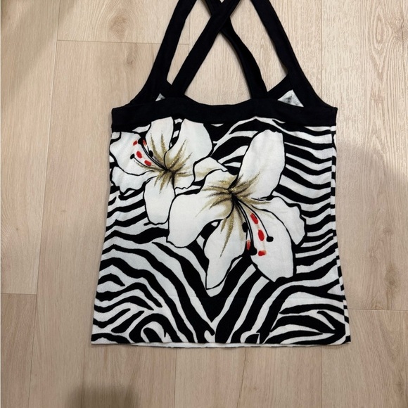 Zebra Print Women's Top with Floral Design - Picture 3 of 6